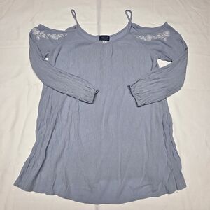 Elegant Women's Blue Cold Shoulder Blouse